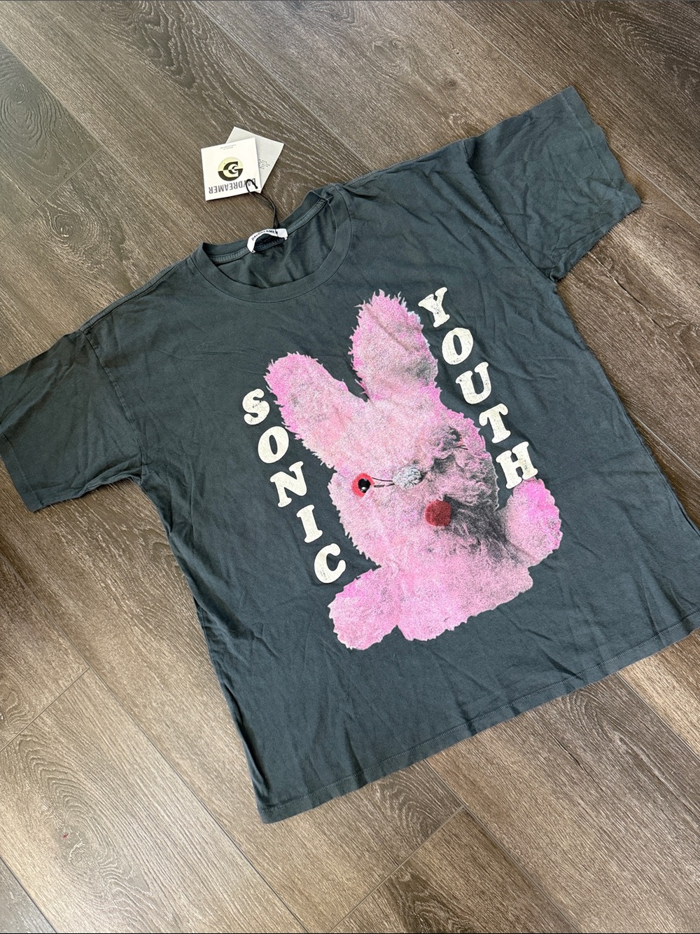 NWT Daydreamer LA Sonic Youth Pink Dirty Bunny Graphic T-Shirt - Small